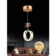 Aurea Model Gold 3 Renk Modu Ledli Kristal Taşlı Modern Salon Mutfak Oturma Odası Sarkıt LED Avize