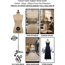 Manken İstanbul Delüx 36 Beden Yatay ve Dikey Iğne Batabilen Metal Ayaklı Terzi Mankeni Prova Mankeni