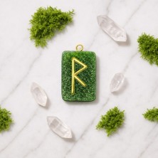 Scultore Raidho Rune Kolye – Yolculuk, Hareket ve Yaşam Döngüsü I Enerji Amulets I El Yapımı Reçine Kolye Ucu