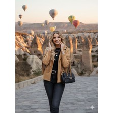 Anbly Collection Püsküllü Süet Uzun Kollu Kovboy Kadın Ceket