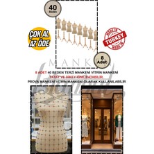 Manken İstanbul Çok Al Az Öde - 8 Adet - 40 Beden - Vitrin Mankeni - Iğne Batan Terzi Mankeni - Cansız Manken