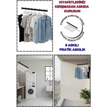 Manken İstanbul Çamaşır Kurutma Askısı - Duvara Monte - Kıyafetleriniz Kırışmadan Askıda Kurusun - 8 Askılı