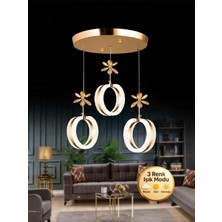 Aurea Model 3’lü Gold 3 Renk Modu Ledli Salon Mutfak Oturma Odası Sarkıt LED Avize