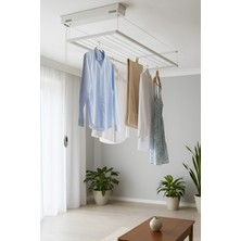 Özbience Metal Asansörlü Çamaşır Askısı 70X175CM, Şık ve Kullanışlı Beyaz Tasarım