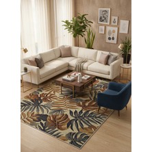 Rose'n Home Arte HD027 Yaprak Ağaç Figürlü Modern Dekoratif Şönil Salon Oturma Odası Mutfak Halısı