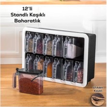12'li Standlı Kaşıklı Baharatlık Seti