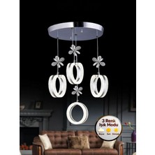 Litra Lighting Aurea Model 4’lü Krom 3 Renk Modu Ledli Kristal Taşlı Led Avize