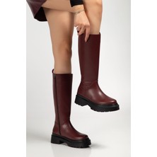 Shemard 236-340 Bordo Fermuarlı Günlük Kadın Çizme