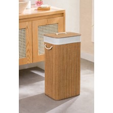 Bambu Kirli Çamaşır Sepeti Dikdörtgen Büyük Boy Kirli Sepeti Katlanır