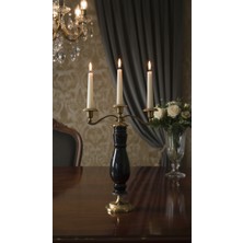 Montdekor El Yapımı Mermer Taşlı Bronz Desenli Şamdan