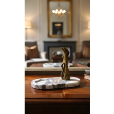 Montdekor El Yapımı Mermer Taşlı Bronz Desenli Obje (20x10x20 cm)