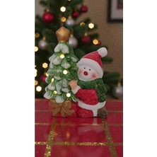 Işıklı Kardan Adam ve Çam Ağaçlı Yılbaşı Süsü, 16X10 cm