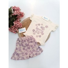 Moeboon Lovely Gül Desen Şortlu 2'li Takım Mor - 9-12 Ay