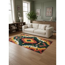 Rose'n Home Arte HD033 Çiçek Figürlü Renkli Geometrik Dekoratif Şönil Salon Oturma Odası Mutfak Halısı