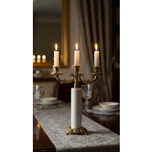 Montdekor El Yapımı Mermer Taşlı Bronz Şamdan