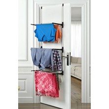 Özbience 3 Katlı Kapı Arkası Çamaşır Kurutmalık, Siyah, Pratik ve Şık Tasarım