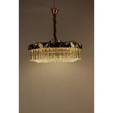 GN Gen Aydınlatma Siyah Gold Detaylı Lüks Kristal Avize - 3 Renk Led'li Modern Tasarım