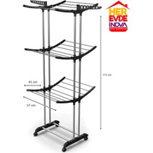 Özbience Pratik 3 Katlı Tekerlekli Çamaşır Kurutmalık, Şık ve Hafif Tasarım