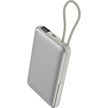 Realpower 10000MAH Silver Manyetik Magsafe Powerbank 22.5W Kablolu ve LED Display PB10KSL3