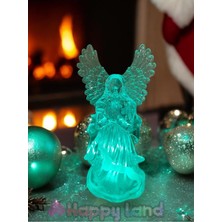 Yılbaşı Temalı 15 cm Şeffaf Renkli Işıklı Melek Biblo Dekor