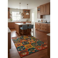 Rose'n Home Arte HD031 Çiçek ve Hayvan Figürlü Renkli Desenli Dekoratif Şönil Salon Oturma Odası Mutfak Halısı