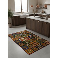 Rose'n Home Arte HD038 Çiçek ve Hayvan Figürlü Modern Dekoratif Şönil Salon Oturma Odası Mutfak Halısı