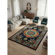 Rose'n Home Arte HD036 Klasik Geometrik Desenli Renkli Dekoratif Şönil Salon Oturma Odası Mutfak Halısı