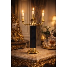 Montdekor El Yapımı Mermer Taşlı Bronz Şamdan