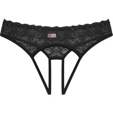 Çamaşır Kenti Büyük Beden Dantelli Kadın Siyah Fantazi Külot