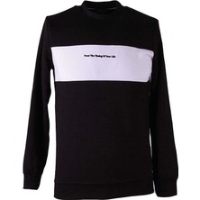 Trender Parçalı O Yaka Siyah Erkek Sweatshirt 254