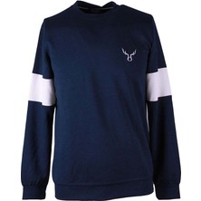 Trender Parça Kol O Yaka Lacivert Erkek Sweatshirt 229
