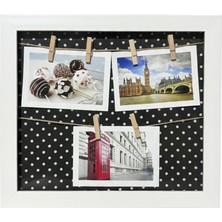 Atatuğ Hediyelik Kişiye Özel 3 Fotoğraflı Ahşap Ipli Mandallı Çerçeve - Puantiyeli Dekoratif Anı Panosu (27X32CM)