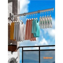 Özbience Katlanabilir Balkon Elbise Kurutma Askısı, 360° Dönen Alüminyum Çubuk