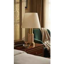 Montdekor El Yapımı Mermer Taşlı Bronz Desenli Abajur