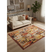 Rose'n Home Arte HD028 Etnik Figürlü Modern Dekoratif Şönil Salon Oturma Odası Mutfak Halısı