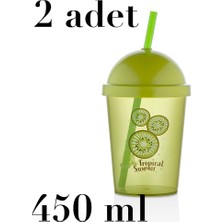 Mons 2 Adet Pipetli Bardak Kiwi Bardak Limonata Meşrubat Kahve Bardağı L-00934