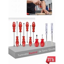 Butik 11 Parça Profesyonel Tornavida Seti Topaç Kontrol Kalem  Tamir Alet Seti