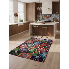 Rose'n Home Arte HD039 Geometrik Figürlü Modern Renkli Dekoratif Şönil Salon Oturma Odası Mutfak Halısı