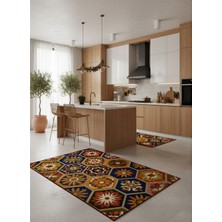 Rose'n Home Arte HD040 Geometrik Çiçek Figürlü Modern Renkli Dekoratif Şönil Salon Oturma Odası Mutfak Halısı