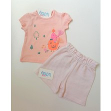 Neşeli Kuşlar Şortlu Takım 12-18 Ay - Yavruağzı