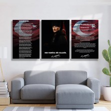 Okullar Için Atatürk Köşesi 3’lü Set Cam Tablo