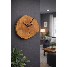 Rustik Hane Doğal Ahşap Kütük Duvar Saati El Yapımı Dekoratif Rustik Tasarım