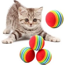 Jetfast 4 Adet 4.2 Cm Gökkuşağı Sünger Kedi Köpek Çiğneme Oyun Topu