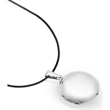 Oya Silver Bombeli Yuvarlak Kapaklı Gümüş Fotoğraf Kolye 4x2.8cm [OYSKK051]