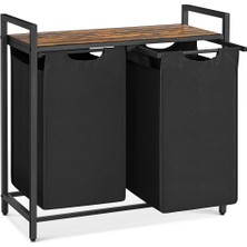 Vasagle 2 Bölmeli Çamaşır Sepeti, Raflı Çamaşır Sepeti, Çamaşır Kutusu, Çıkarılabilir Oxford Kumaş, Metal Çerçeve, Kahverengi/siyah