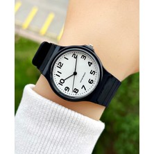 Weluxa Silikon Kordonlu Siyah Renk Beyaz Kadran Hediyelik Erkek Çocuk Kol Saati