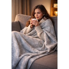 Saçlı Battaniye  Pamuklu  Açıkgri  180X185  Termal
