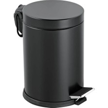 Vinoks Premium Serisi 3 Litre Hacimli Paslanmaz Banyo-Mutfak Pedallı Çöp Kovası Siyah, 3 Litre