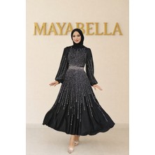 MayaBella Işlemeli Saten Tesettür Abiye