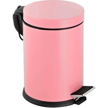 Vinoks Premium Serisi 3 Litre Hacimli Paslanmaz Banyo-Mutfak Pedallı Çöp Kovası Pembe, 3 Litre